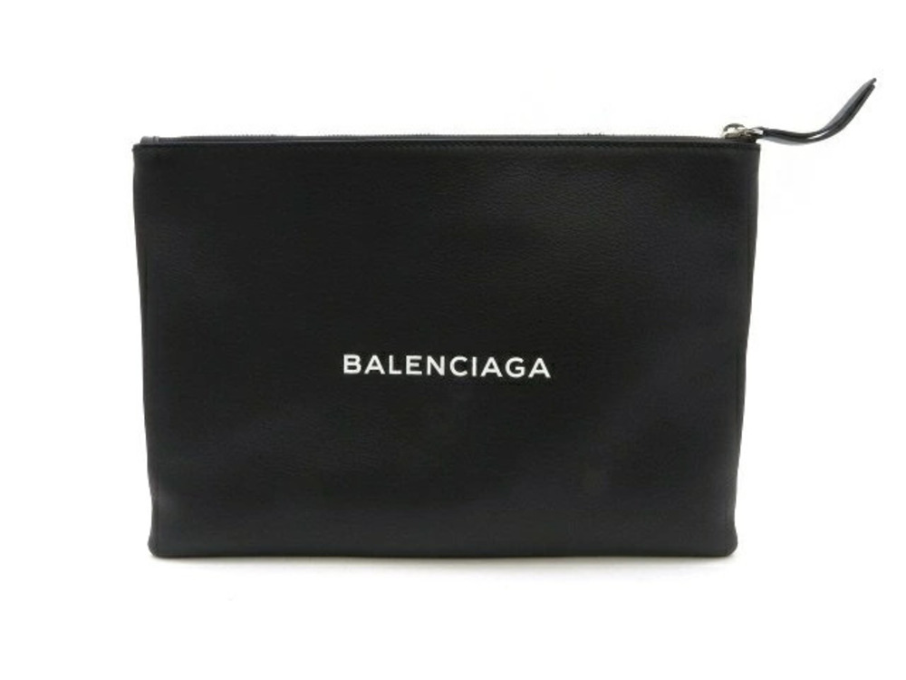 Balenciaga Clip Clutch Bag Calfskin Noir Black White